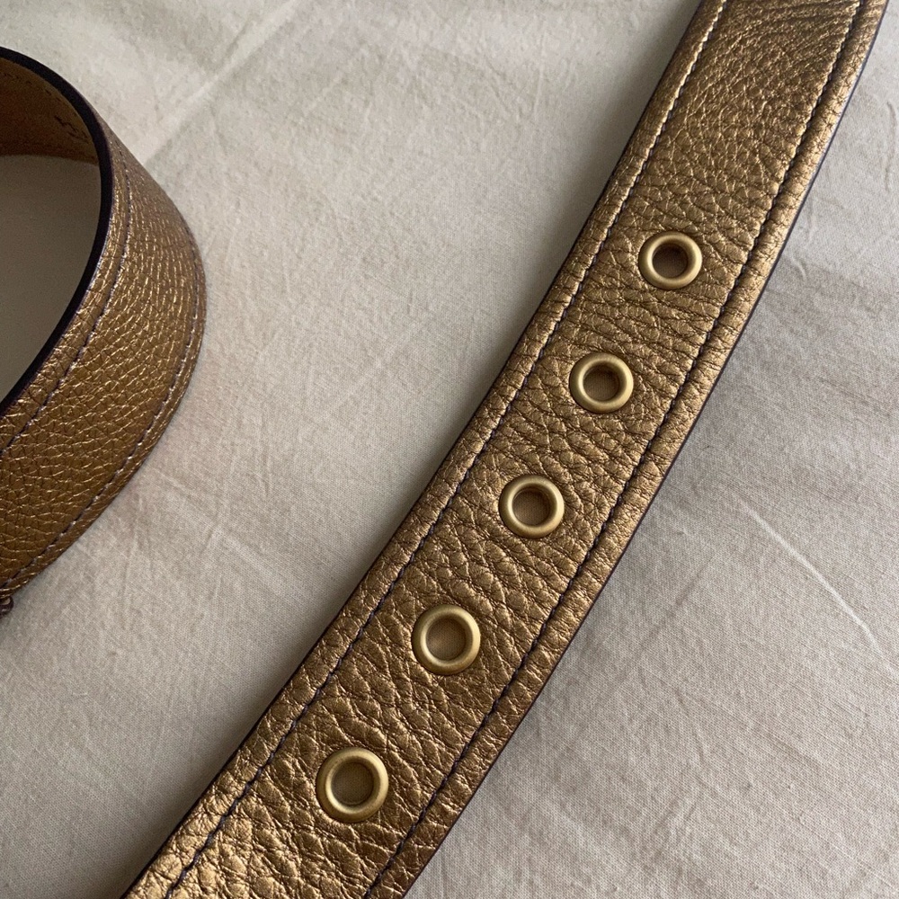 Prada Gold Leather Metallic Belt | Size 32/80 - Picture 10 of 12
